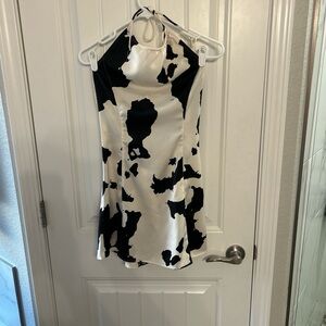 Urban Outfitters Black and White Cow Print Halter Dress